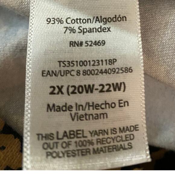 Terra & Sky Patterned 2XL Leggings Black & Tan Abstract Pattern Comfort Casual - Picture 4 of 5